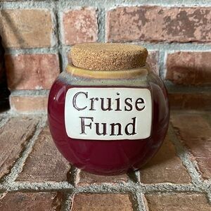 Tumbleweed Pottery Cruise Fund Round Jar w/ Cork Lid